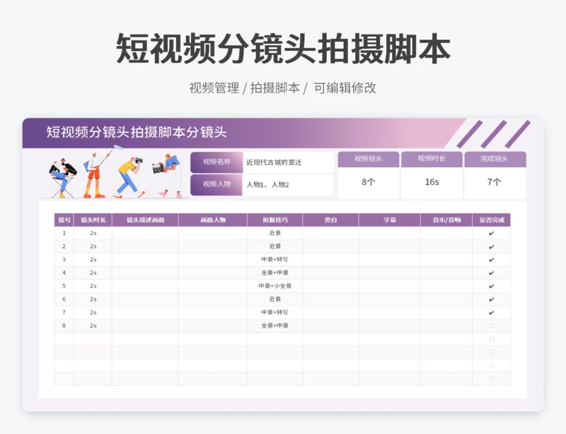 短视频分镜头拍摄脚本分镜头