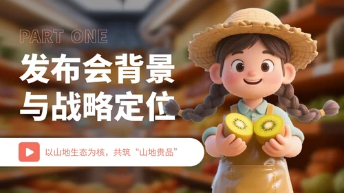 橙红色3D卡通农产品发布会宣传PPT