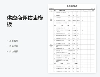 供应商评估表模板