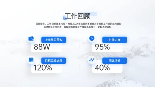 透蓝玻璃3D新拟态风年终总结通用PPT模板