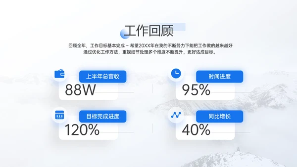 透蓝玻璃3D新拟态风年终总结通用PPT模板
