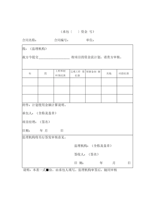 水利工程建设项目施工监理规范表格