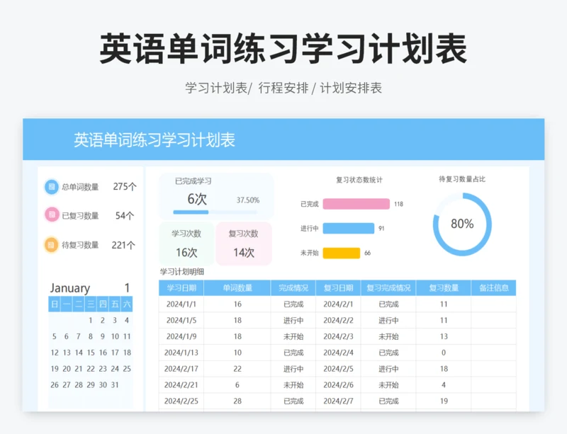 英语单词练习学习计划表