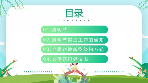 踏草“云祭扫”专题课件PPT模板