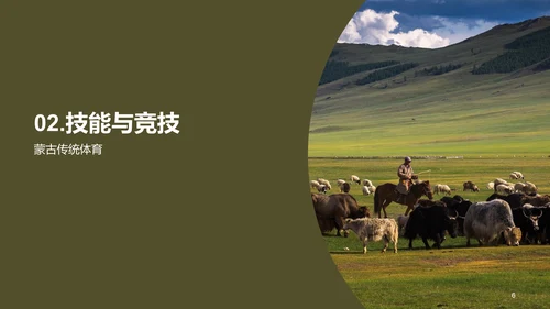 绿色现代蒙古族体育运动科普PPT模板