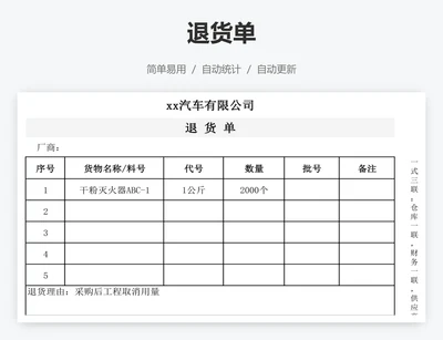 退货单
