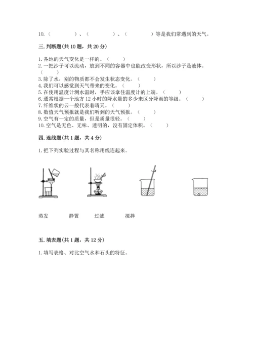 教科版三年级上册科学《期末测试卷》精品（基础题）.docx