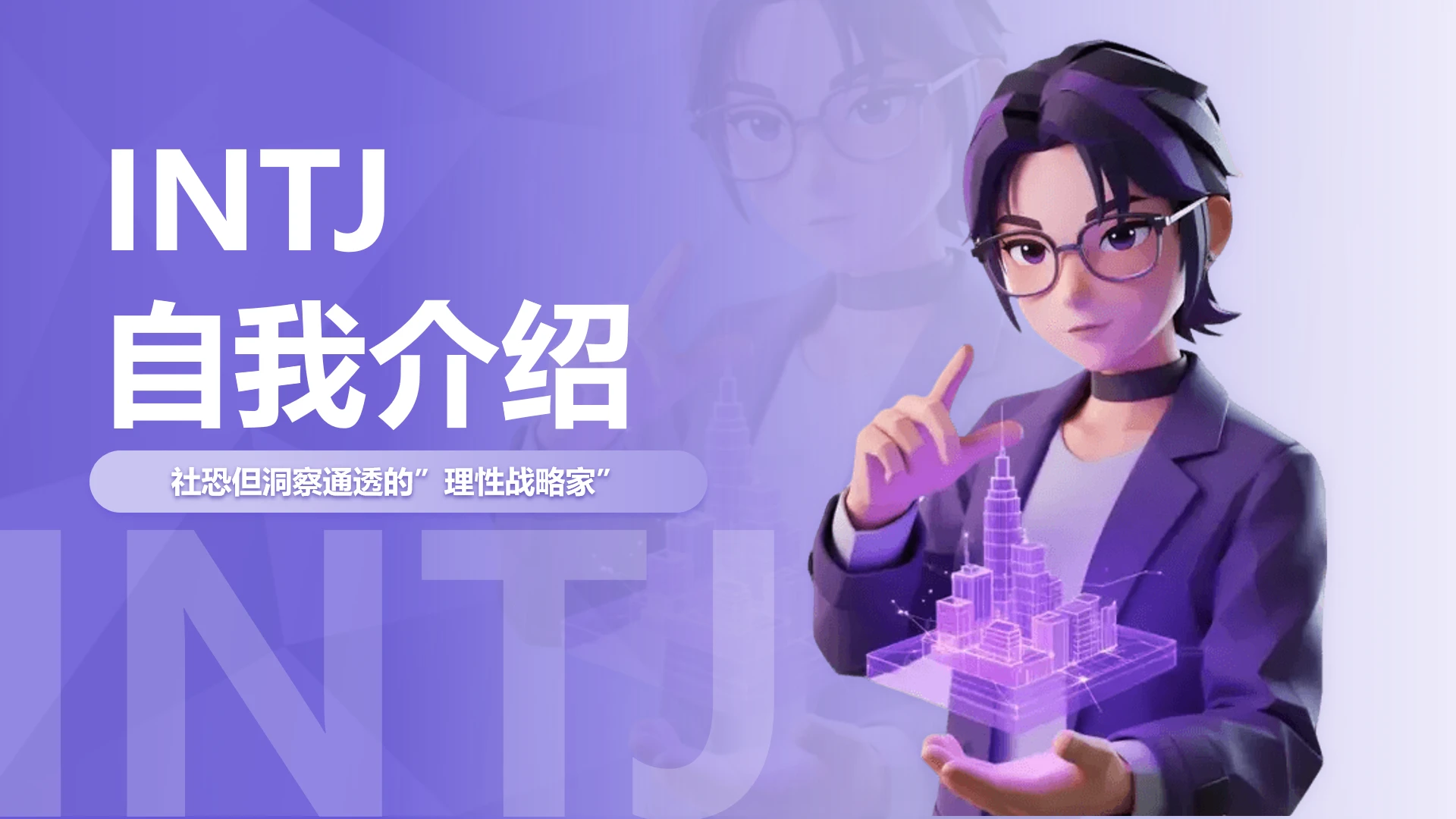封面页-紫色渐变创意MBTI自我介绍述职汇报PPT单页