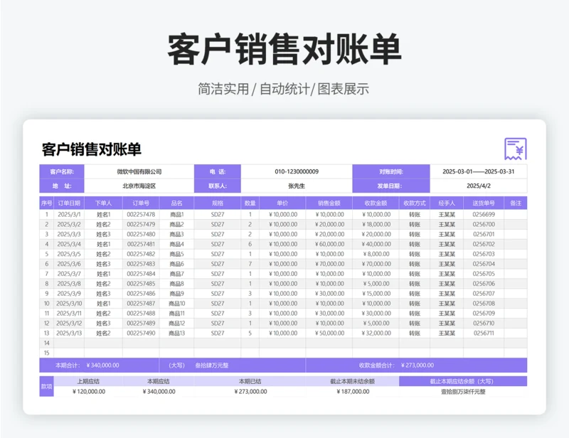 客户销售对账单