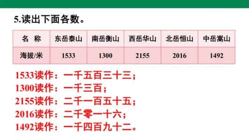 人教版二下第七单元万以内数的认识练习十七 课件