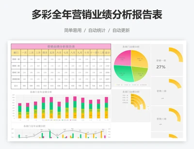多彩全年营销业绩分析报告表