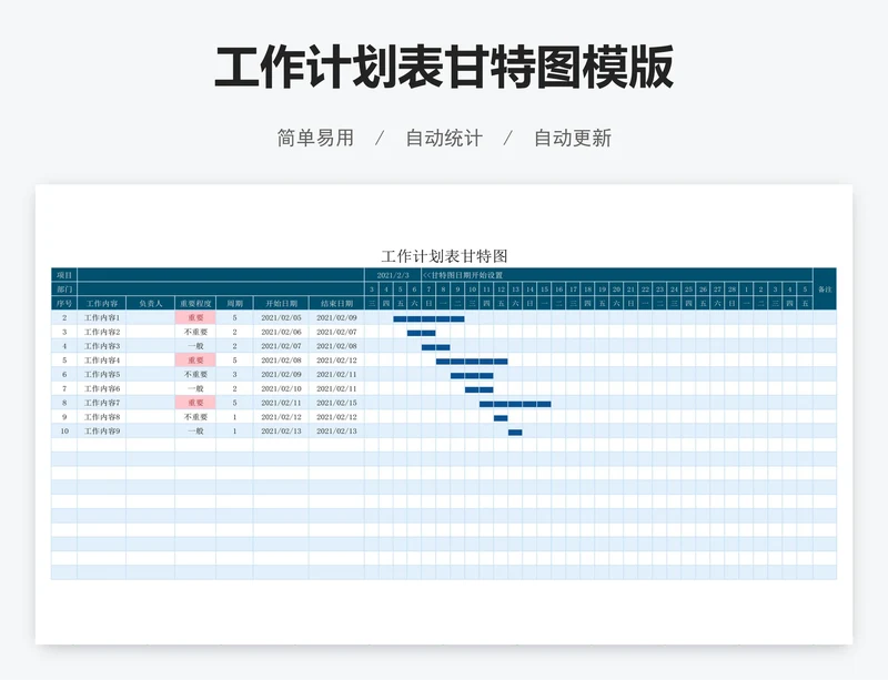 工作计划表甘特图模版