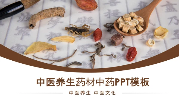 古色古香中医文化中医药材养生PPT模板