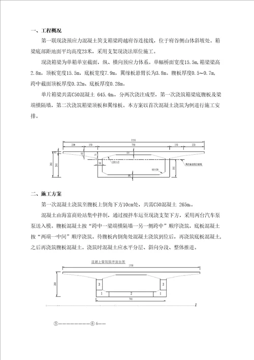 现浇箱梁混凝土浇筑方案