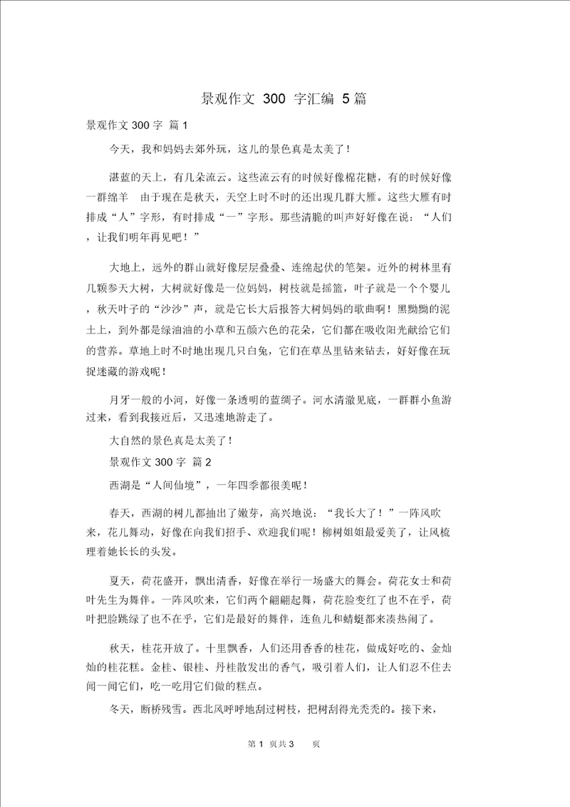 景观作文300字汇编5篇