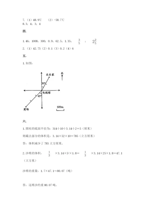 小学六年级数学摸底考试题及参考答案（培优b卷）.docx