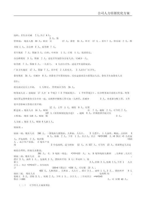 公司人力资源优化方案