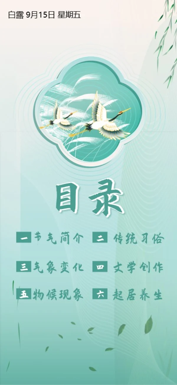 白露节气二十四节气知识手机竖版PPT课件