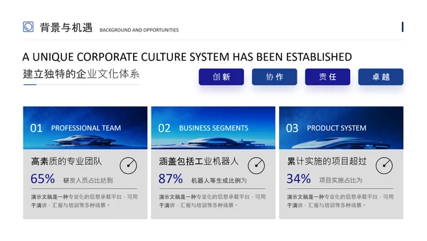 深蓝色商务风企业介绍PPT模板