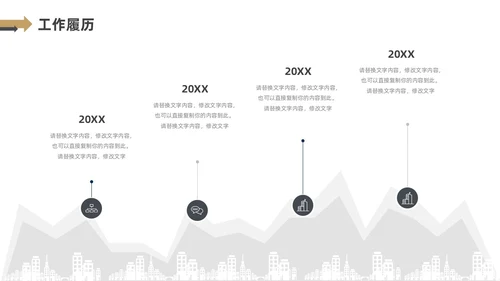 黑色金色箭头简约风个人晋升述职报告PPT模板
