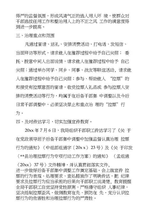 建设局拉票行为专项行动工作汇报