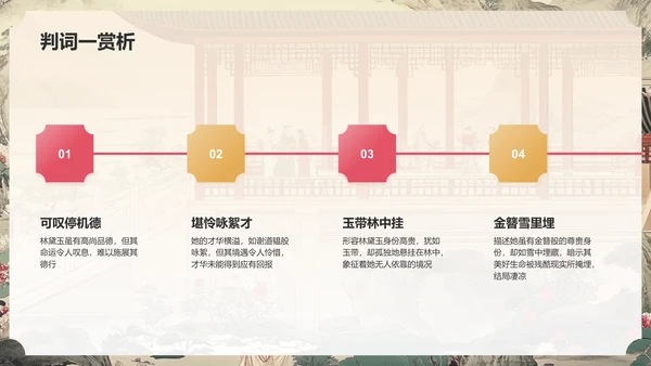 红色水墨风人物介绍——红楼梦林黛玉PPT模板