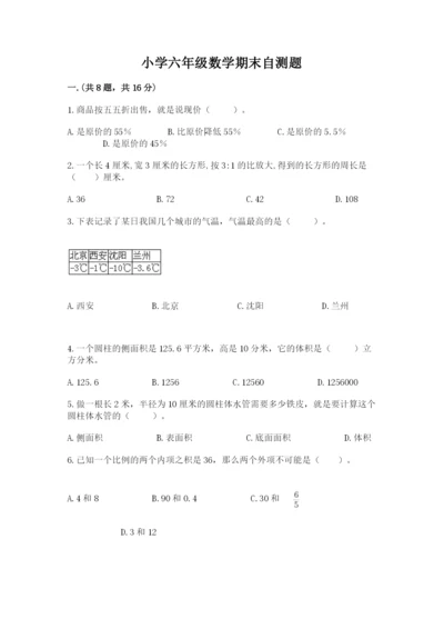 小学六年级数学期末自测题附完整答案（各地真题）.docx