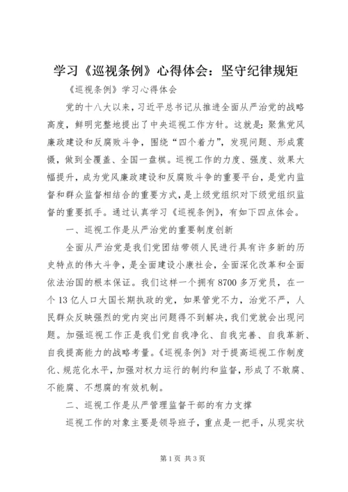 学习《巡视条例》心得体会：坚守纪律规矩 (2).docx