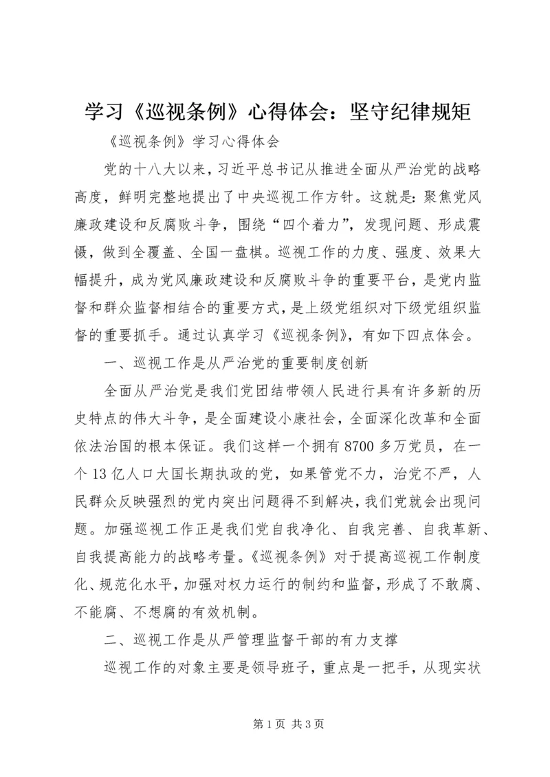 学习《巡视条例》心得体会：坚守纪律规矩 (2).docx