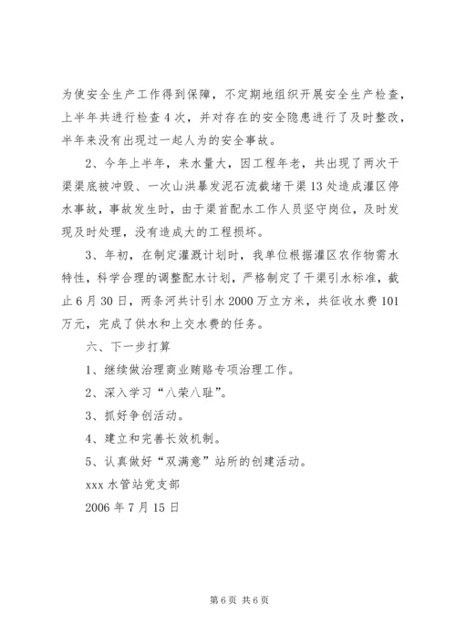 年上半年党建工作汇报材料(水管站).docx