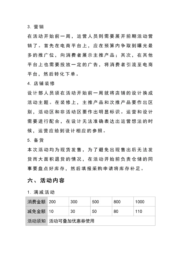 电商大促活动策划方案案例模板