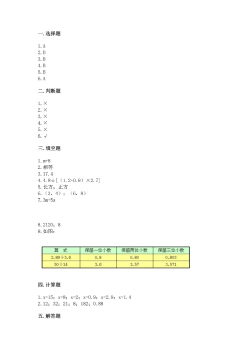人教版小学五年级上册数学期末测试卷精品【考点梳理】.docx