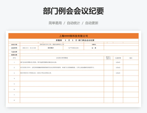 部门例会会议纪要