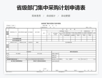 省级部门集中采购计划申请表