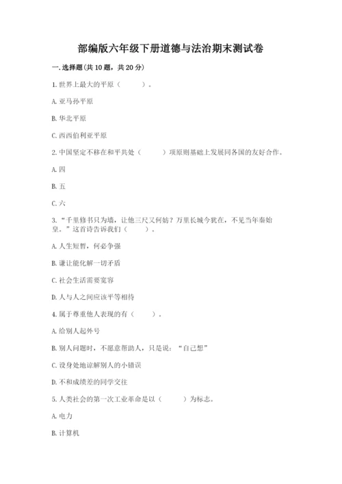 部编版六年级下册道德与法治期末测试卷【预热题】.docx