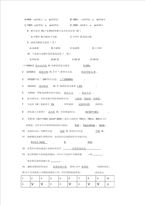 工程材料试题含复习资料