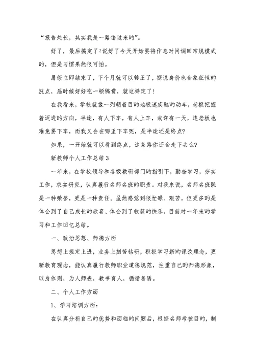 2022新老师个人工作总结五篇精选