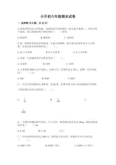 小升初六年级期末试卷及精品答案.docx