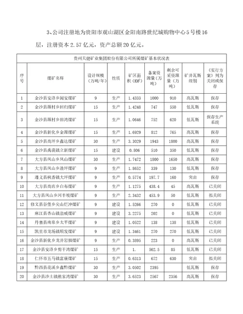 鑫黔煤矿三项综合计划