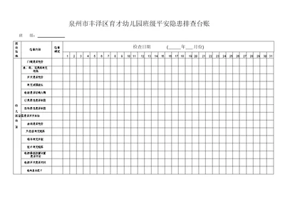 幼儿园班级安全隐患排查台账