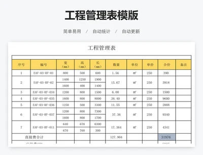 工程管理表模版