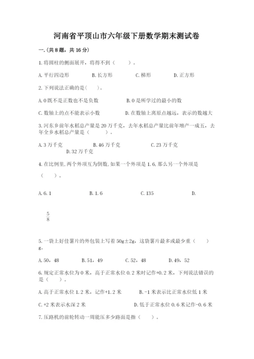 河南省平顶山市六年级下册数学期末测试卷（必刷）.docx