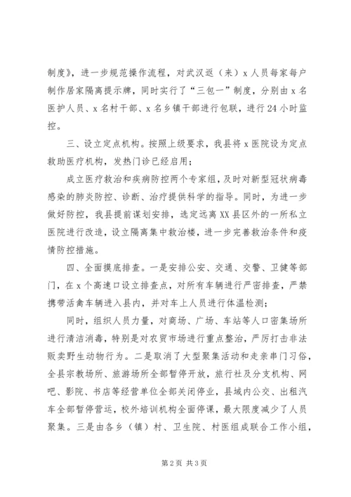 县新型冠状病毒感染肺炎疫情防控工作汇报.docx