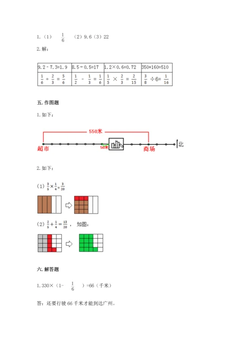 人教版六年级上册数学期中测试卷精品【名师系列】.docx