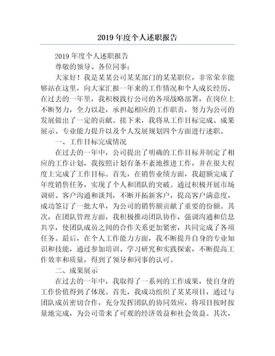 2019年度个人述职报告