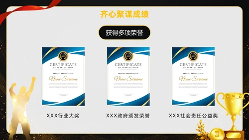 黑色大气黑金赢战2023公司年终总结年会PPT模板