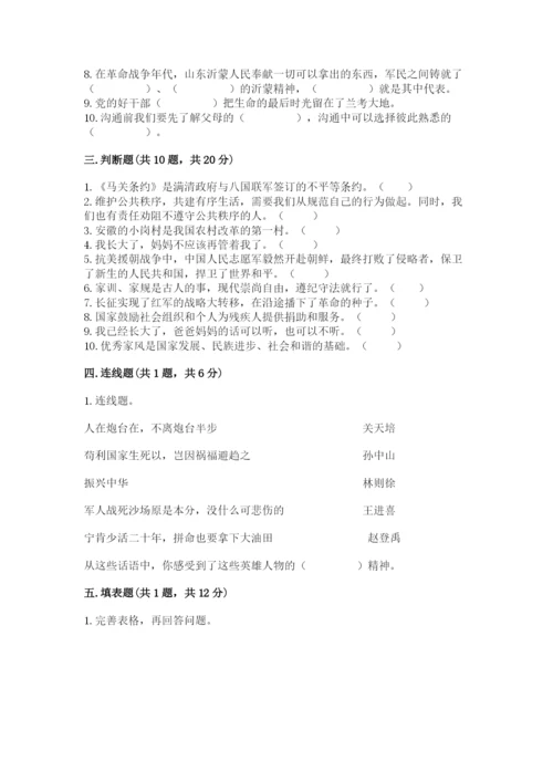 部编版五年级下册道德与法治 期末测试卷带答案.docx