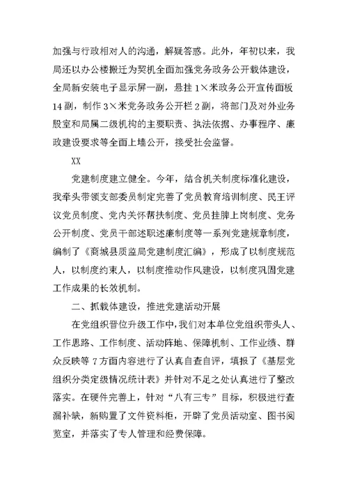 质监局党建工作述职报告