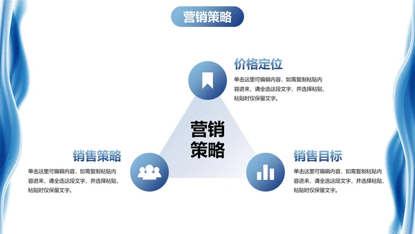 蓝色现代高级几何流体销售方案PPT模板