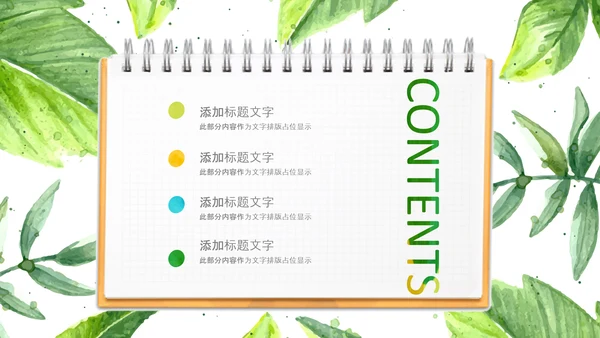水彩清新绿叶教师说课教育教学课件PPT模板